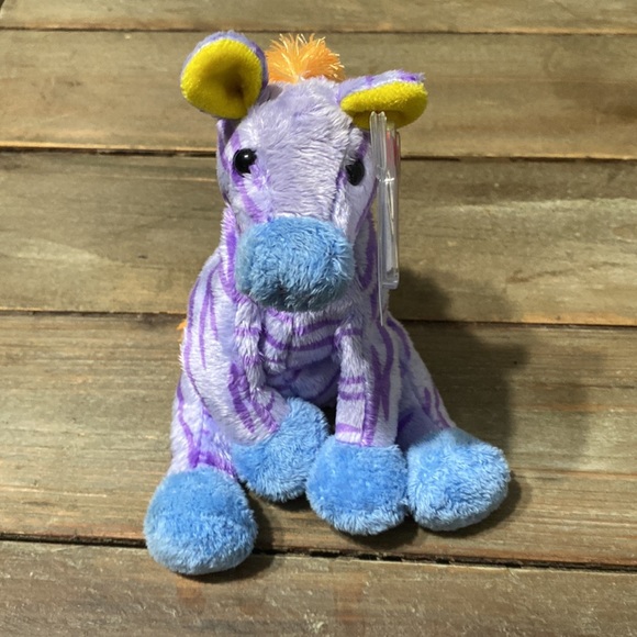 Ty Beanie Babies Baby Vegas the Colorful Zebra Rare Vintage Collectible  Plush - Main Image